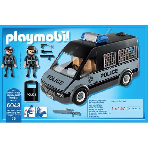 PLAYMOBIL 6043 Fourgon de police avec sirene et gyrophare. City Action Les policiers. 56 pieces. Pour enfant des 4 ans