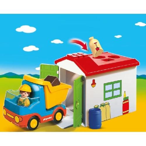 Univers Miniature - Habitation Miniature - Garage Miniature PLAYMOBIL - 70184 - PLAYMOBIL 1.2.3 - Ouvrier avec camion et garage - Matériaux mixtes - Enfant - Multicolore