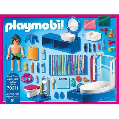 Univers Miniature - Habitation Miniature - Garage Miniature PLAYMOBIL 70211 Salle de bain avec baignoire. Dollhouse La Maison Traditionnelle. 51 pieces. Des 4 ans