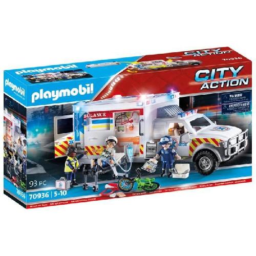 Univers Miniature - Habitation Miniature - Garage Miniature PLAYMOBIL 70936 Ambulance américaine avec secouristes et blessé. City Action. Les Secouristes