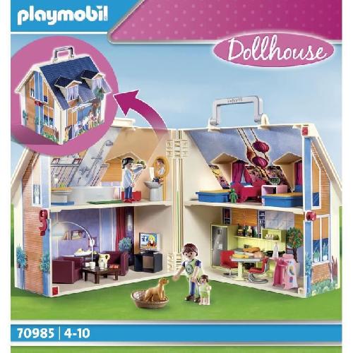 Univers Miniature - Habitation Miniature - Garage Miniature PLAYMOBIL 70985 Maison Transportable Bleue. 3 personnages. Accessoires inclus. 70985. Dollhouse. La maison traditionnelle