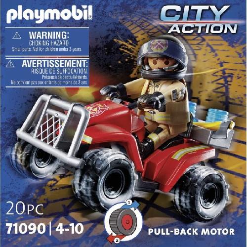 Univers Miniature - Habitation Miniature - Garage Miniature PLAYMOBIL - 71090 - Pompier et quad - Enfant 4 ans - Playmobil City Action - Plastique - Bleu