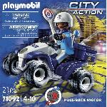 Univers Miniature - Habitation Miniature - Garage Miniature PLAYMOBIL 71092 Policier et quad a rétrofriction. City action. les policiers. Des 4 ans