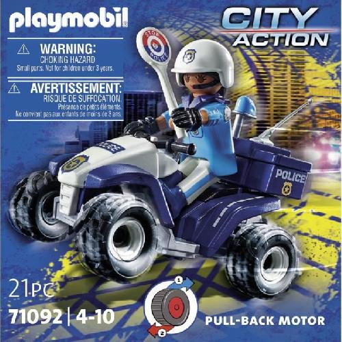 Univers Miniature - Habitation Miniature - Garage Miniature PLAYMOBIL 71092 Policier et quad a rétrofriction. City action. les policiers. Des 4 ans