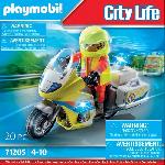 Univers Miniature - Habitation Miniature - Garage Miniature PLAYMOBIL 71205 Urgentiste avec moto. City Action Les Secouristes. effet lumineux. 20 pieces. Des 4 ans