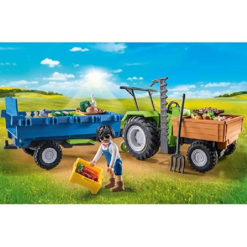 Univers Miniature - Habitation Miniature - Garage Miniature PLAYMOBIL - 71249 - Country La Ferme - Tracteur avec remorque