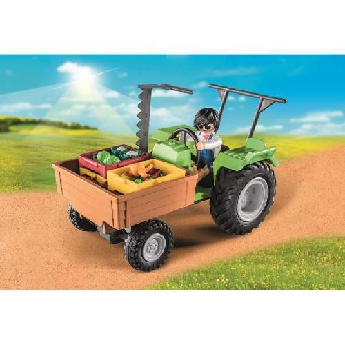 Univers Miniature - Habitation Miniature - Garage Miniature PLAYMOBIL - 71249 - Country La Ferme - Tracteur avec remorque