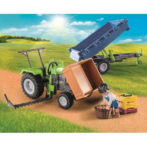 Univers Miniature - Habitation Miniature - Garage Miniature PLAYMOBIL - 71249 - Country La Ferme - Tracteur avec remorque