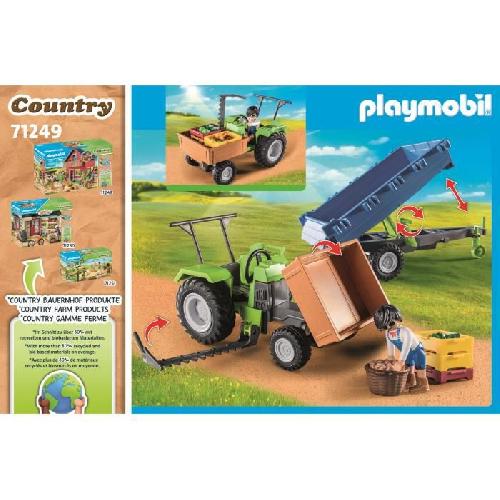 Univers Miniature - Habitation Miniature - Garage Miniature PLAYMOBIL - 71249 - Country La Ferme - Tracteur avec remorque