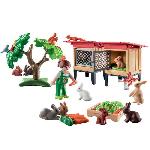 Univers Miniature - Habitation Miniature - Garage Miniature PLAYMOBIL - 71252 - Country La Ferme - Enfant avec enclos et lapins