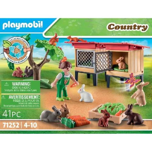 Univers Miniature - Habitation Miniature - Garage Miniature PLAYMOBIL - 71252 - Country La Ferme - Enfant avec enclos et lapins
