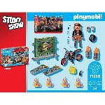 Univers Miniature - Habitation Miniature - Garage Miniature PLAYMOBIL 71256 Starter Pack Cascadeur. Moto Rutilante. Rampe de Feu. 29 pieces. Des 4 ans