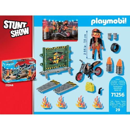 Univers Miniature - Habitation Miniature - Garage Miniature PLAYMOBIL 71256 Starter Pack Cascadeur. Moto Rutilante. Rampe de Feu. 29 pieces. Des 4 ans