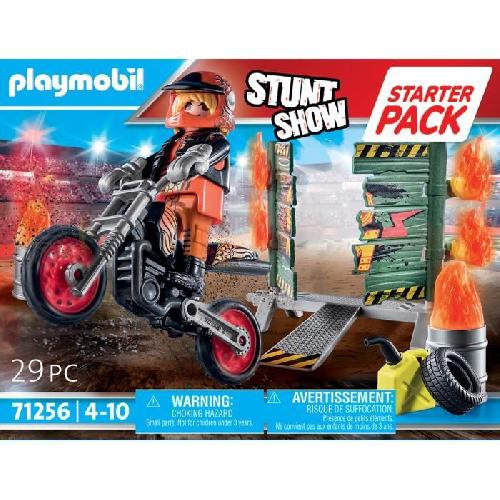 Univers Miniature - Habitation Miniature - Garage Miniature PLAYMOBIL 71256 Starter Pack Cascadeur. Moto Rutilante. Rampe de Feu. 29 pieces. Des 4 ans