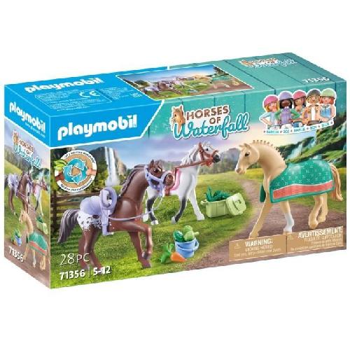 Univers Miniature - Habitation Miniature - Garage Miniature PLAYMOBIL 71356 3 chevaux Morgan. Quarter Horse et Shagya. Horses of Waterfall. 28 pieces. Des 5 ans