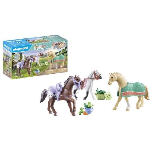 Univers Miniature - Habitation Miniature - Garage Miniature PLAYMOBIL 71356 3 chevaux Morgan. Quarter Horse et Shagya. Horses of Waterfall. 28 pieces. Des 5 ans