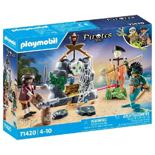 Univers Miniature - Habitation Miniature - Garage Miniature PLAYMOBIL 71420 Pirate avec tresor. Les Pirates. Monstre homme serpent. 55 pieces. Des 4 ans