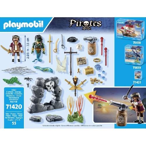 Univers Miniature - Habitation Miniature - Garage Miniature PLAYMOBIL 71420 Pirate avec tresor. Les Pirates. Monstre homme serpent. 55 pieces. Des 4 ans