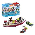 Univers Miniature - Habitation Miniature - Garage Miniature PLAYMOBIL 71464 Bateau de pompier et scooter des mers - Action Hereos - Les pompiers - Des 4 ans