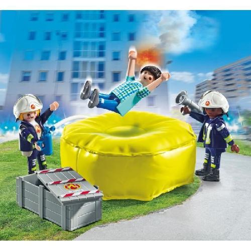 Univers Miniature - Habitation Miniature - Garage Miniature PLAYMOBIL 71465 Pompiers avec coussin de sauvetage - Action Heroes - Les pompiers - Des 4 ans