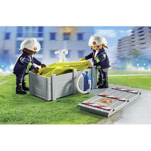 Univers Miniature - Habitation Miniature - Garage Miniature PLAYMOBIL 71465 Pompiers avec coussin de sauvetage - Action Heroes - Les pompiers - Des 4 ans