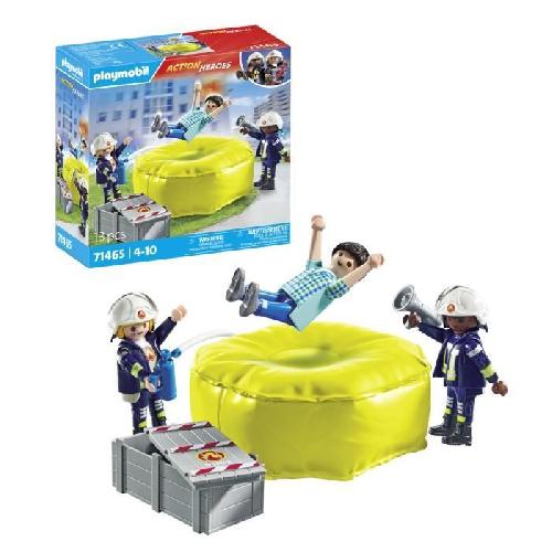 Univers Miniature - Habitation Miniature - Garage Miniature PLAYMOBIL 71465 Pompiers avec coussin de sauvetage - Action Heroes - Les pompiers - Des 4 ans