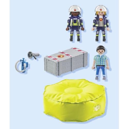 Univers Miniature - Habitation Miniature - Garage Miniature PLAYMOBIL 71465 Pompiers avec coussin de sauvetage - Action Heroes - Les pompiers - Des 4 ans