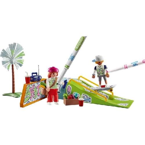 Figurine Miniature - Personnage Miniature PLAYMOBIL 71515 Skateurs avec rampe. Color. 44 pieces. avec crayons Crayola. Des 6 ans