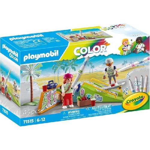 Figurine Miniature - Personnage Miniature PLAYMOBIL 71515 Skateurs avec rampe. Color. 44 pieces. avec crayons Crayola. Des 6 ans