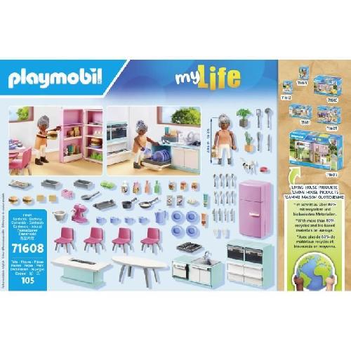 Figurine Miniature - Personnage Miniature PLAYMOBIL 71608 Cuisine avec ilôt central. My life. Maison d'architecte. 105 pieces. Des 4 ans