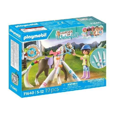 Figurine Miniature - Personnage Miniature PLAYMOBIL 71640 Cavaliere avec criniere de cheval a colorier. Horses of Waterfall. 19 pieces Des 5 ans