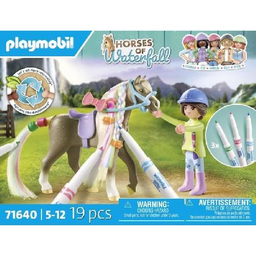 Figurine Miniature - Personnage Miniature PLAYMOBIL 71640 Cavaliere avec criniere de cheval a colorier. Horses of Waterfall. 19 pieces Des 5 ans