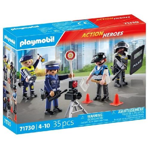 Univers Miniature - Habitation Miniature - Garage Miniature PLAYMOBIL 71730 Set métiers de la police : 4 policiers