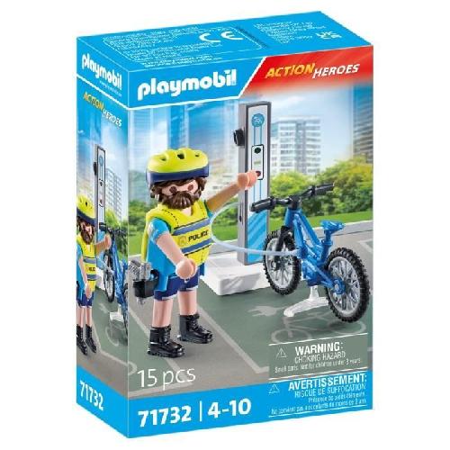 Univers Miniature - Habitation Miniature - Garage Miniature PLAYMOBIL 71732 Policier cycliste avec borne de recharge