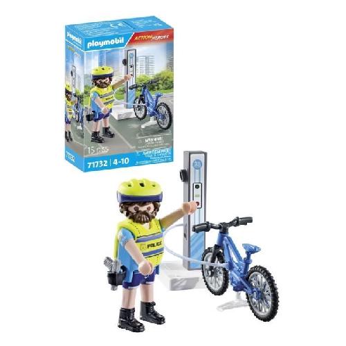 Univers Miniature - Habitation Miniature - Garage Miniature PLAYMOBIL 71732 Policier cycliste avec borne de recharge