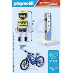 Univers Miniature - Habitation Miniature - Garage Miniature PLAYMOBIL 71732 Policier cycliste avec borne de recharge