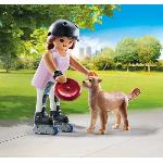 Univers Miniature - Habitation Miniature - Garage Miniature PLAYMOBIL 71739 Jeune fille rolleuse avec Retriever