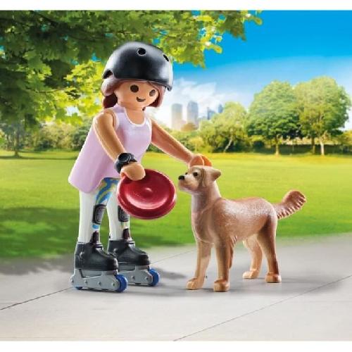 Univers Miniature - Habitation Miniature - Garage Miniature PLAYMOBIL 71739 Jeune fille rolleuse avec Retriever