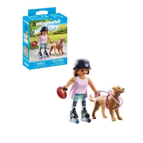 Univers Miniature - Habitation Miniature - Garage Miniature PLAYMOBIL 71739 Jeune fille rolleuse avec Retriever