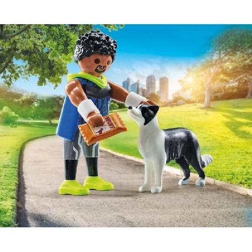 Univers Miniature - Habitation Miniature - Garage Miniature PLAYMOBIL 71740 Homme sportif avec Border Collie