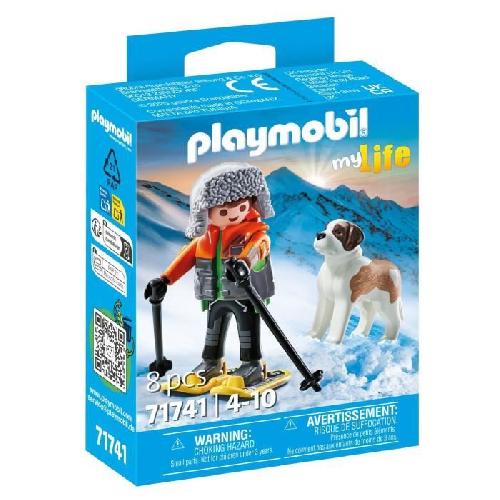 Univers Miniature - Habitation Miniature - Garage Miniature PLAYMOBIL 71741 Garçon en raquettes avec Saint Bernard