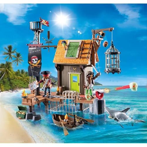 Univers Miniature - Habitation Miniature - Garage Miniature PLAYMOBIL 71792 Port de pirates avec repaire. prisons et canon. 165 pieces. des 4 ans