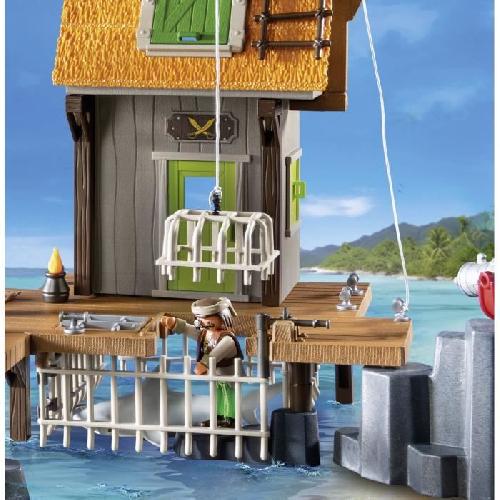 Univers Miniature - Habitation Miniature - Garage Miniature PLAYMOBIL 71792 Port de pirates avec repaire. prisons et canon. 165 pieces. des 4 ans