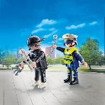 Univers Miniature - Habitation Miniature - Garage Miniature PLAYMOBIL 71804 Policier et bandit avec accessoires