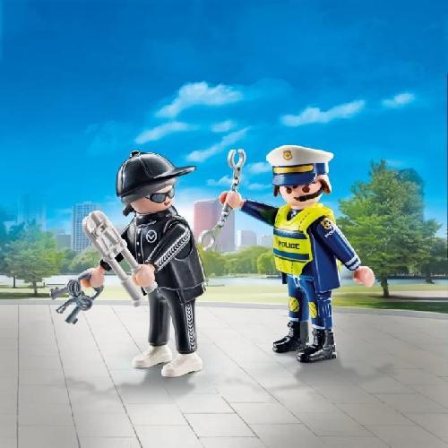 Univers Miniature - Habitation Miniature - Garage Miniature PLAYMOBIL 71804 Policier et bandit avec accessoires