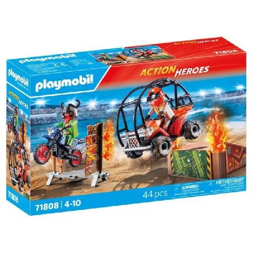 Univers Miniature - Habitation Miniature - Garage Miniature PLAYMOBIL 71808 Duo de cascadeurs avec quad et moto