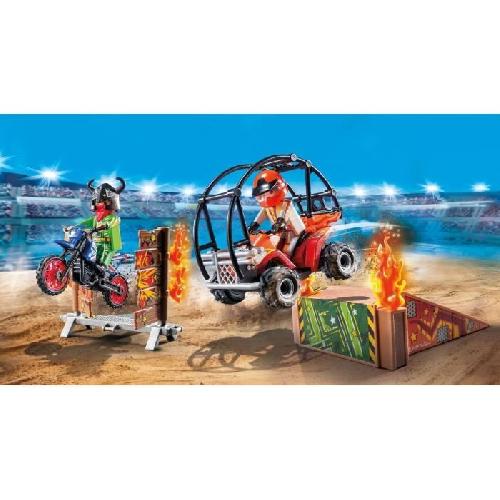 Univers Miniature - Habitation Miniature - Garage Miniature PLAYMOBIL 71808 Duo de cascadeurs avec quad et moto