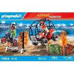 Univers Miniature - Habitation Miniature - Garage Miniature PLAYMOBIL 71808 Duo de cascadeurs avec quad et moto