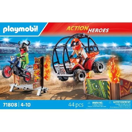 Univers Miniature - Habitation Miniature - Garage Miniature PLAYMOBIL 71808 Duo de cascadeurs avec quad et moto