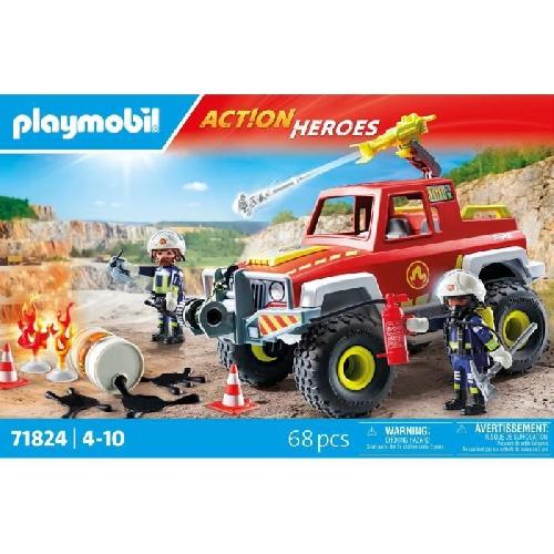 Univers Miniature - Habitation Miniature - Garage Miniature PLAYMOBIL 71824 Véhicule de pompiers avec bidon enflammé